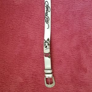 Ed Hardy Silver Skull and Roses  Belt